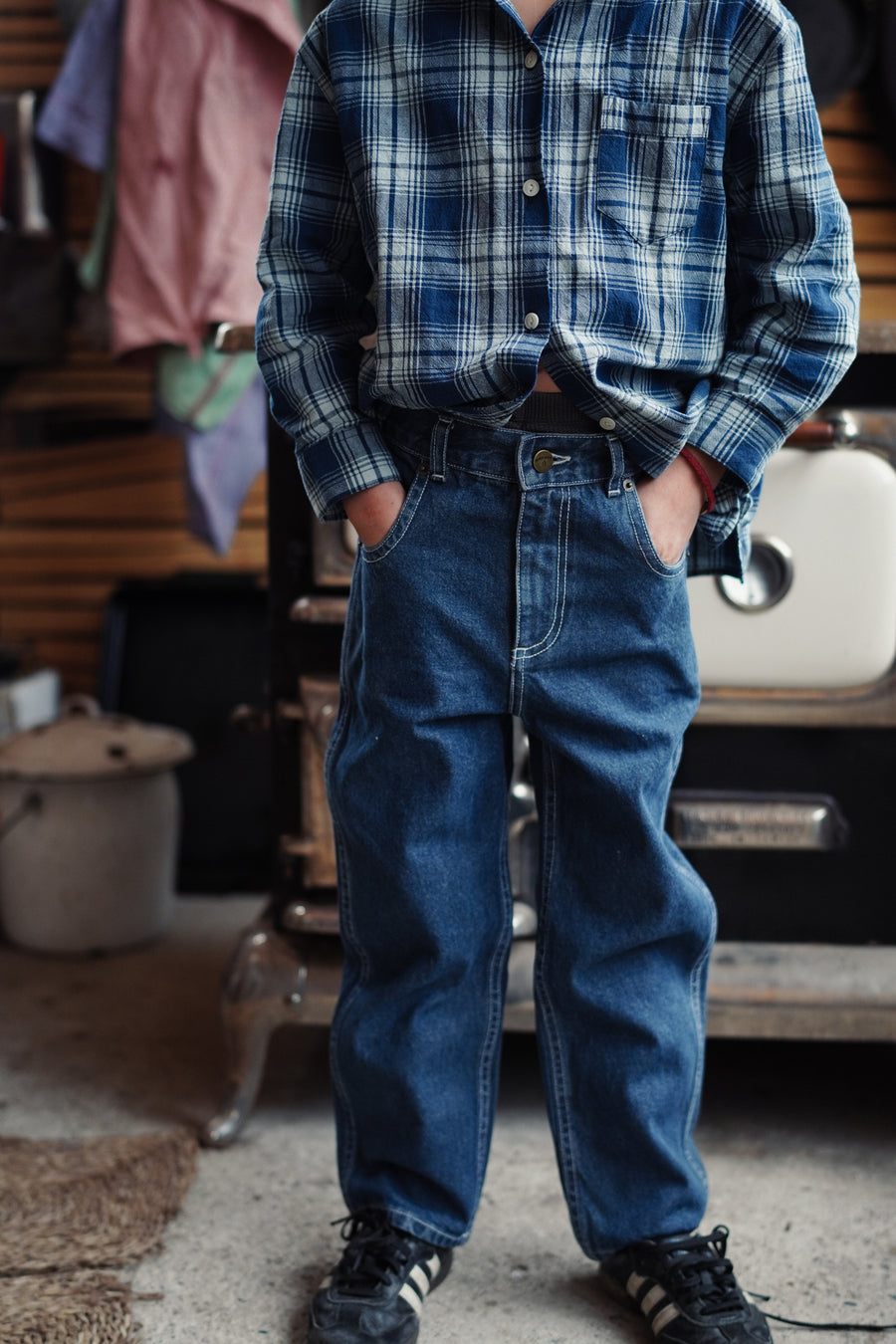 PRE-ORDER - Kids Patchless Utility Jean - Tumbled Classic Indigo