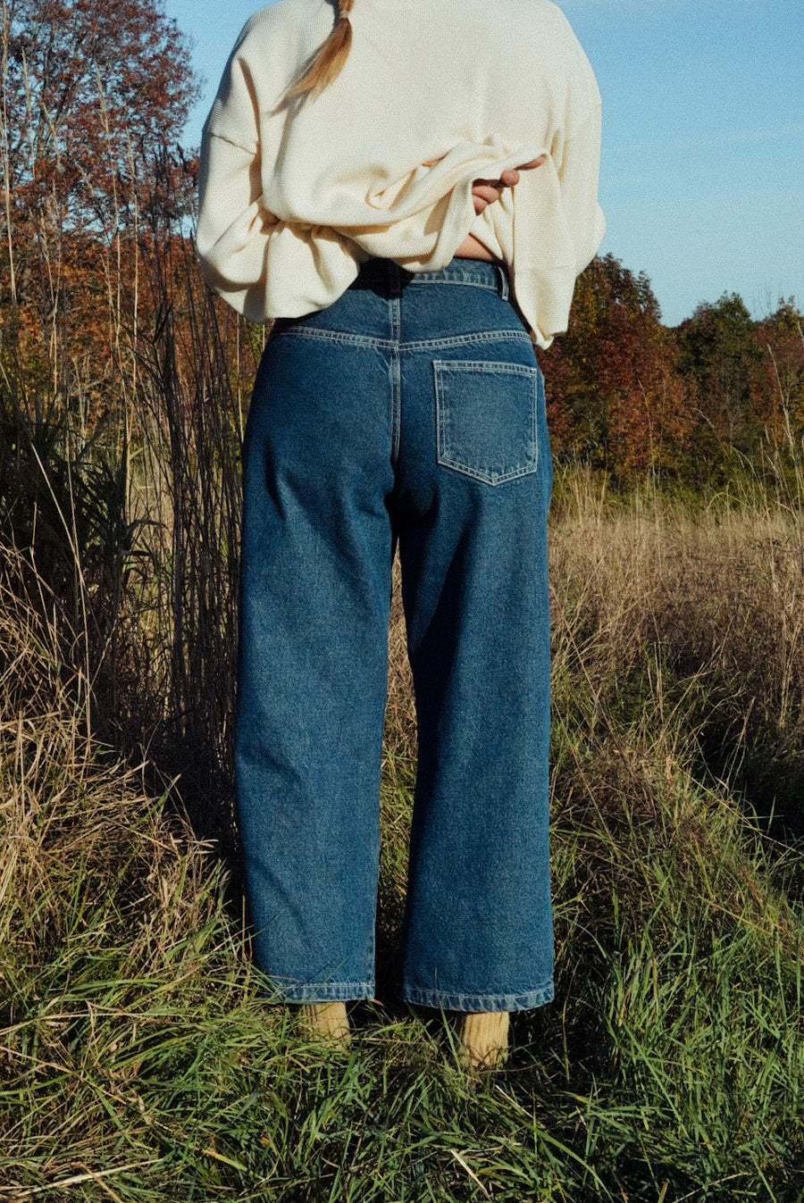PRE-ORDER - Adult Side Button Jeans - Stonewashed Denim