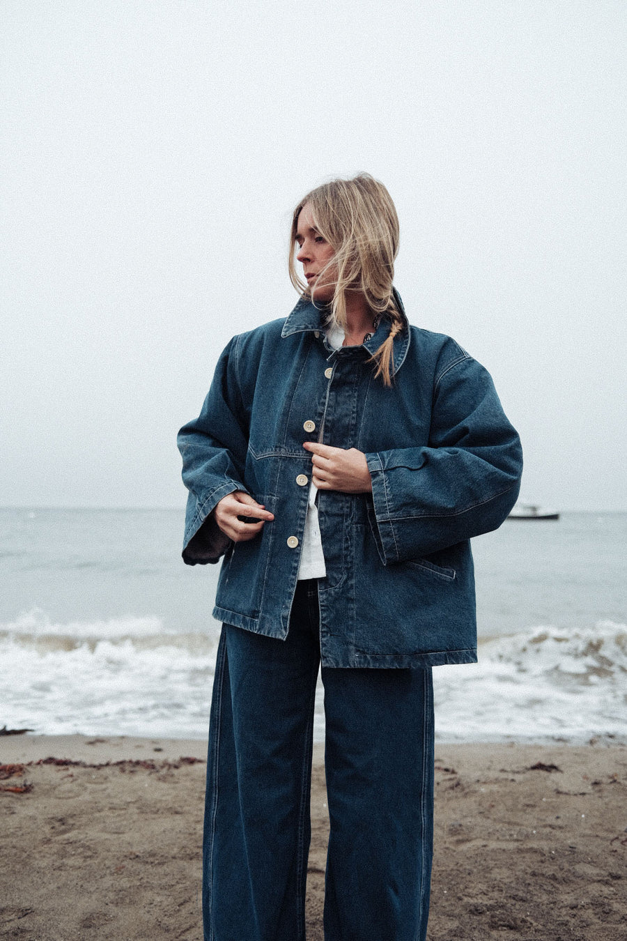 PRE-ORDER - Adult Shetland Lined Big Jean Jacket - Denim