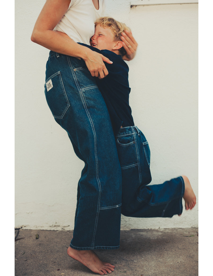 PRE-ORDER - Adult Big Baby Utility Jean - Tumbled Classic Indigo